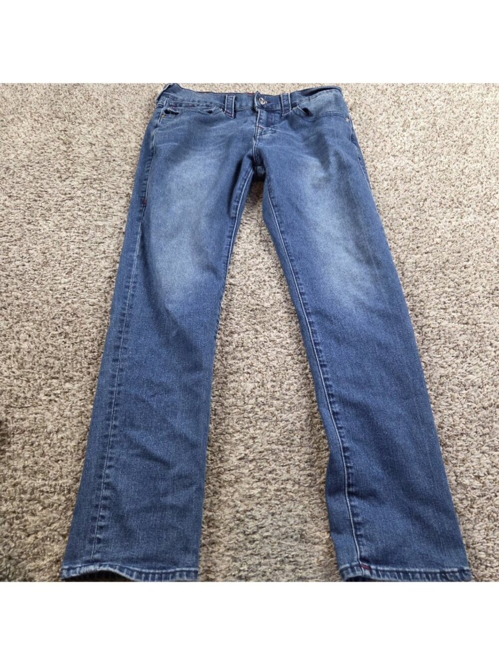 True Religion Jeans Womens 32x30.5 Rocco Flap Relaxed Skinny Denim